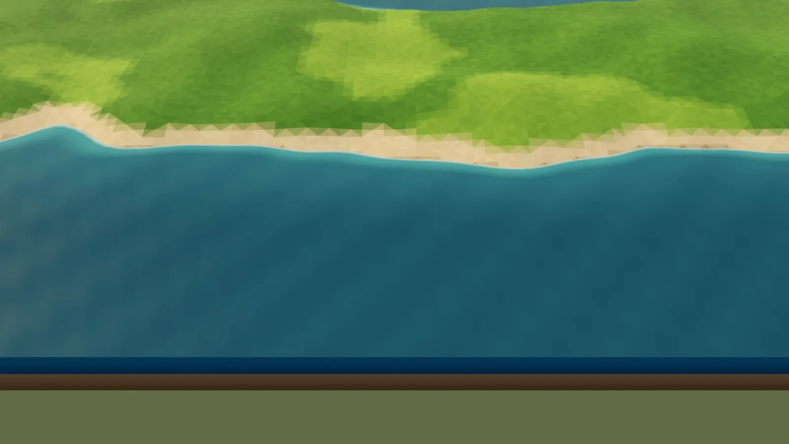 A test beach: sand sloping into shallow teal water