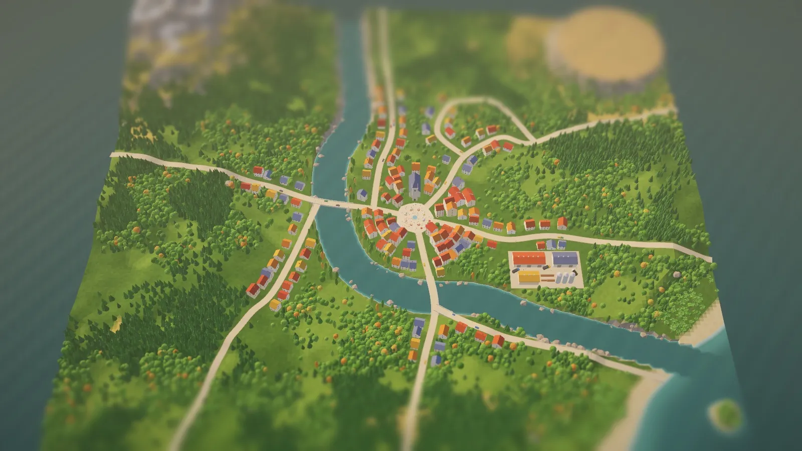 The whole map from high above, sitting in open sea